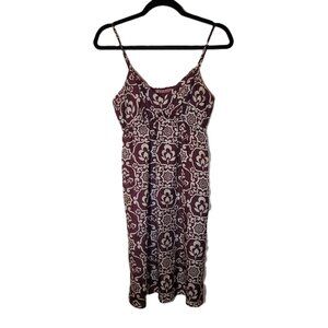 Velvet by Graham & Spencer 100% Silk Dress Burgundy/Plum Paisley Size Small